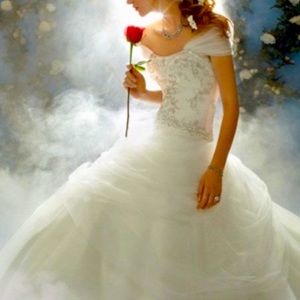 Alfred Angelo Disney Belle Wedding Dress & Veil
